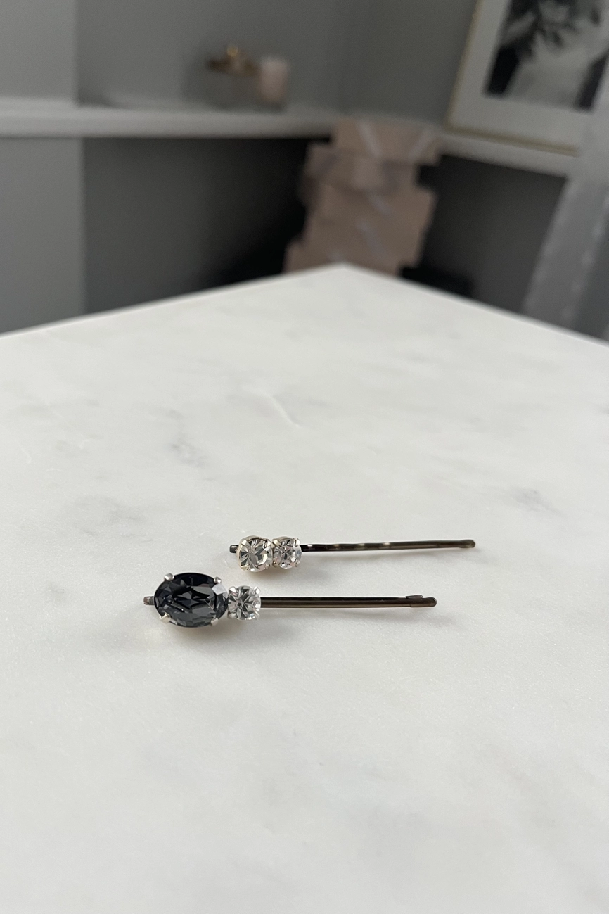 set of two bobby pins made of austrian crystals