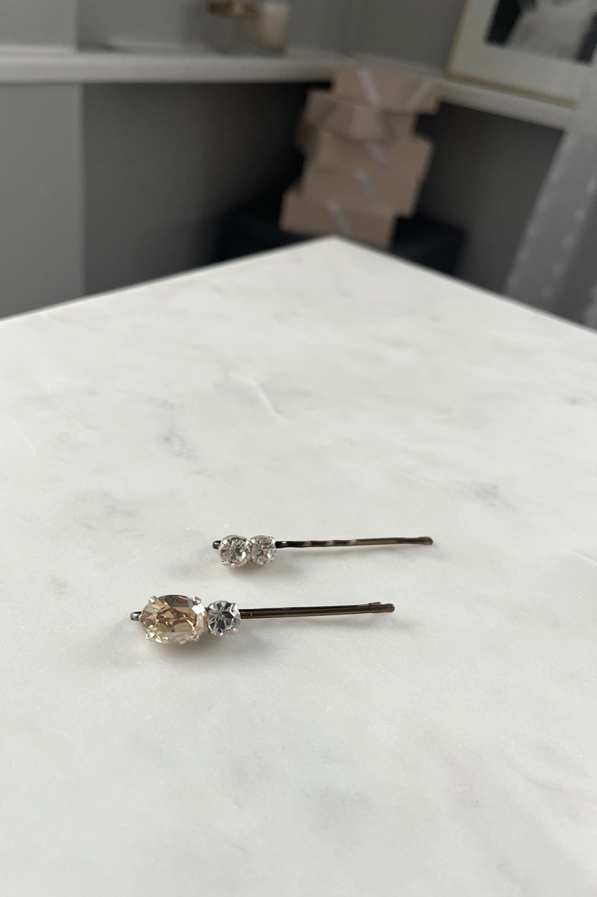 set of two bobby pins made of austrian crystals