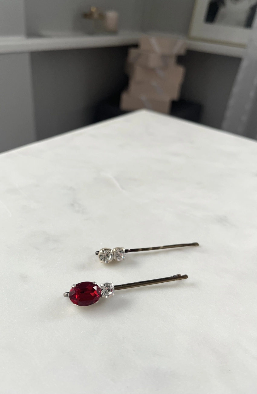 set of two bobby pins made of austrian crystals