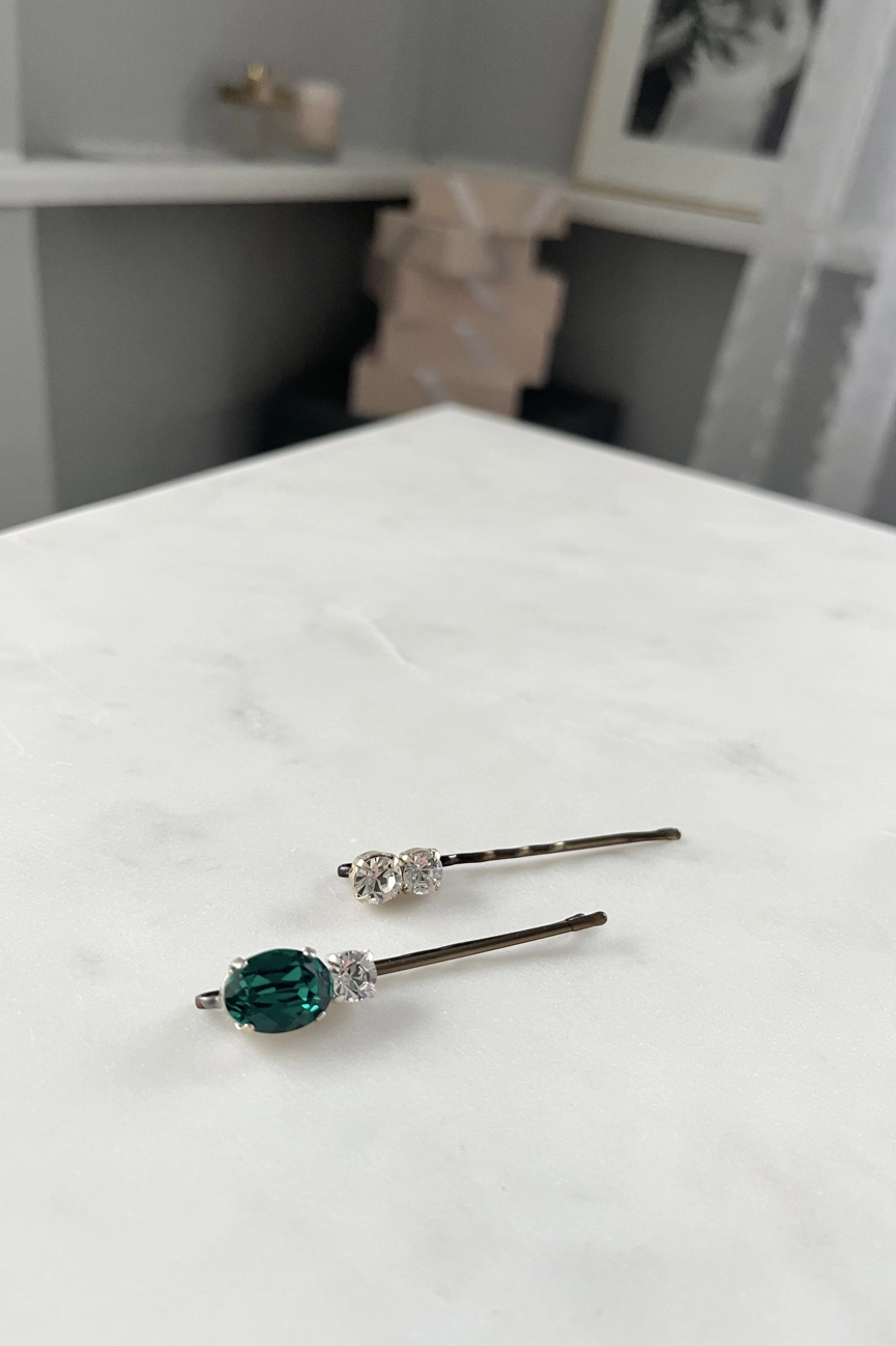 set of two bobby pins made of austrian crystals